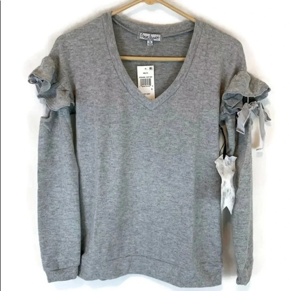 Crave Fame from Macy’s Gray Ruffle Tie Sleeve Sweater Size S - Picture 7 of 9